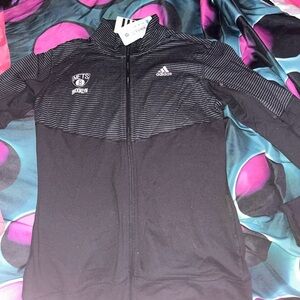 Adidas Black and White Striped Jacket